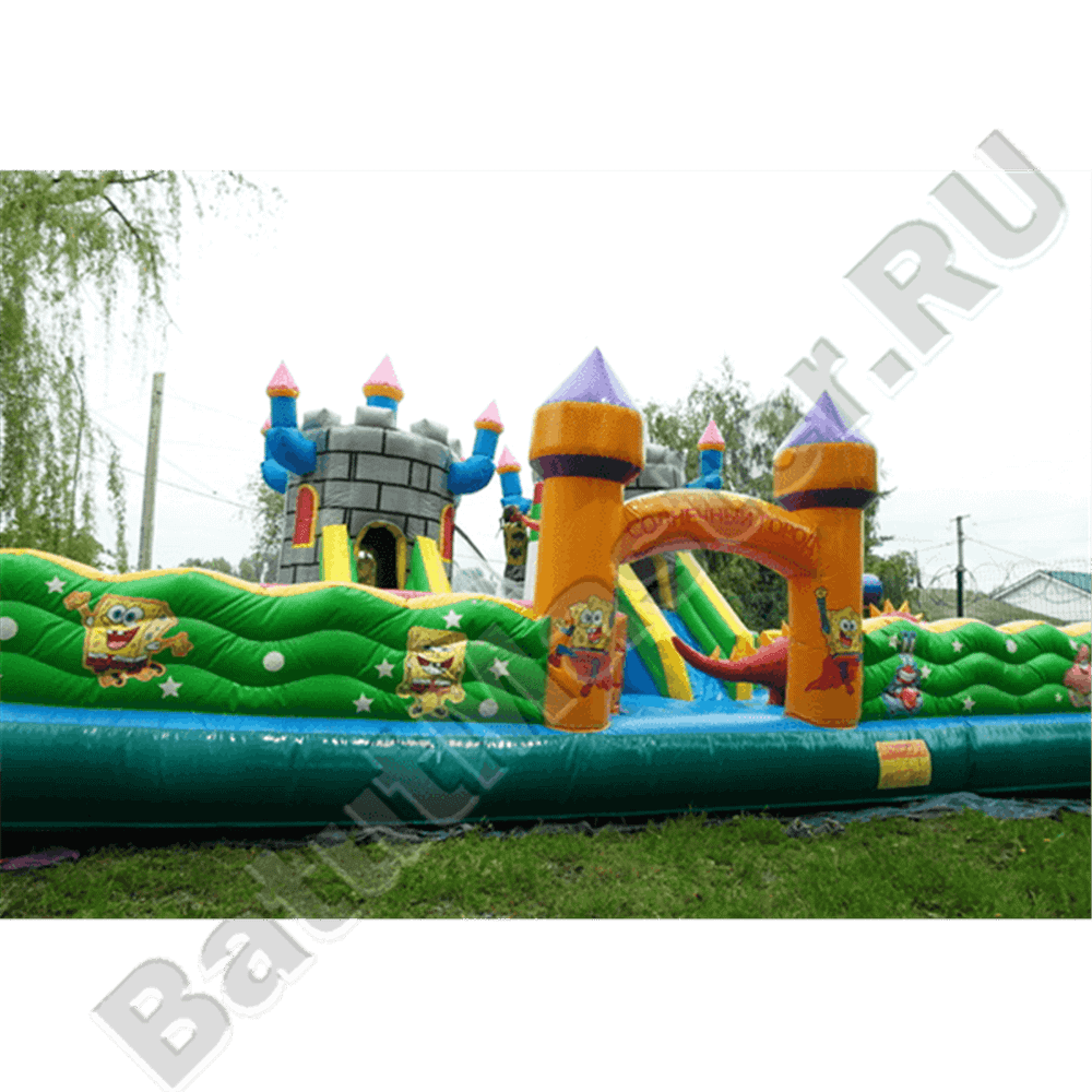 Большой надувной батут "Средневековье" 20*20*5 м