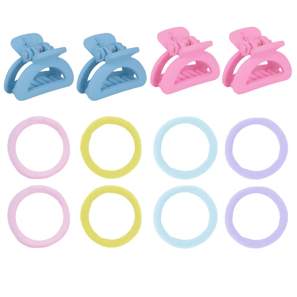 Набор для волос 12 шт: 8 резинок + 4 краба, пастельные цвета, MONTE VITA, 457034