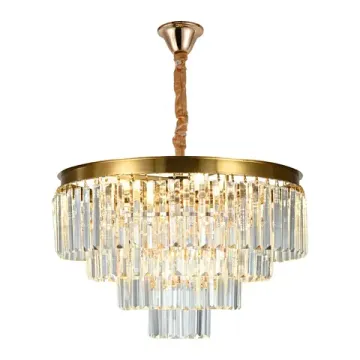 Люстра хрустальная подвесная 8*Е14 CL314153 золото Ricky Citilux