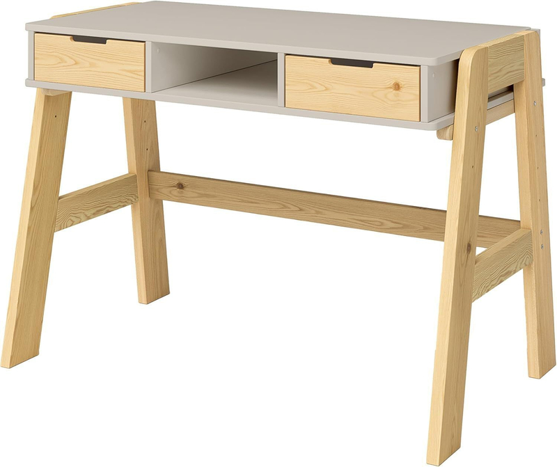 Стол письменный Чек, детская парта 2 ящика, многоуровневая, с ножками из массива сосны, ЛДСП персидский жемчуг