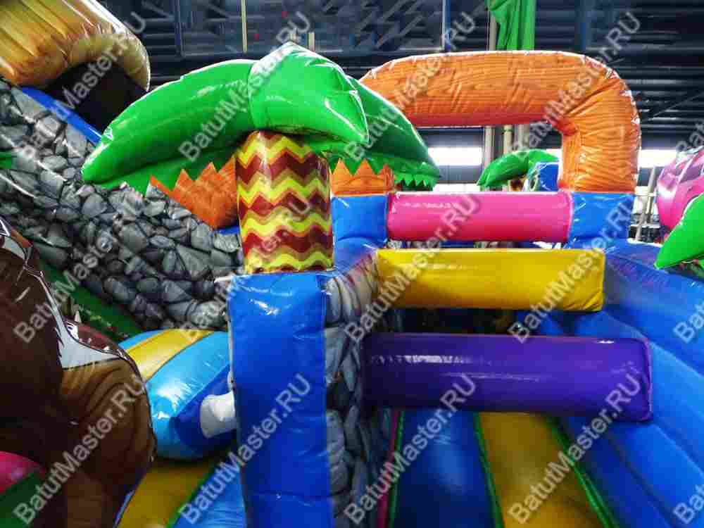 Надувной батут "В гостях у зебры" 7x7x6 м, с окошками на бортах