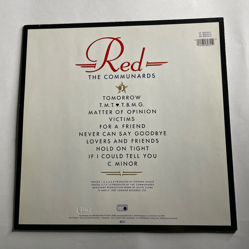 Винтажная виниловая пластинка LP The Communards Red (Германия 1987)