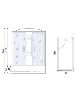 Душевая кабина RIVER NARA 170/80/55 МТ 170x80x220 10000003026 Универсальная Прямоугольная