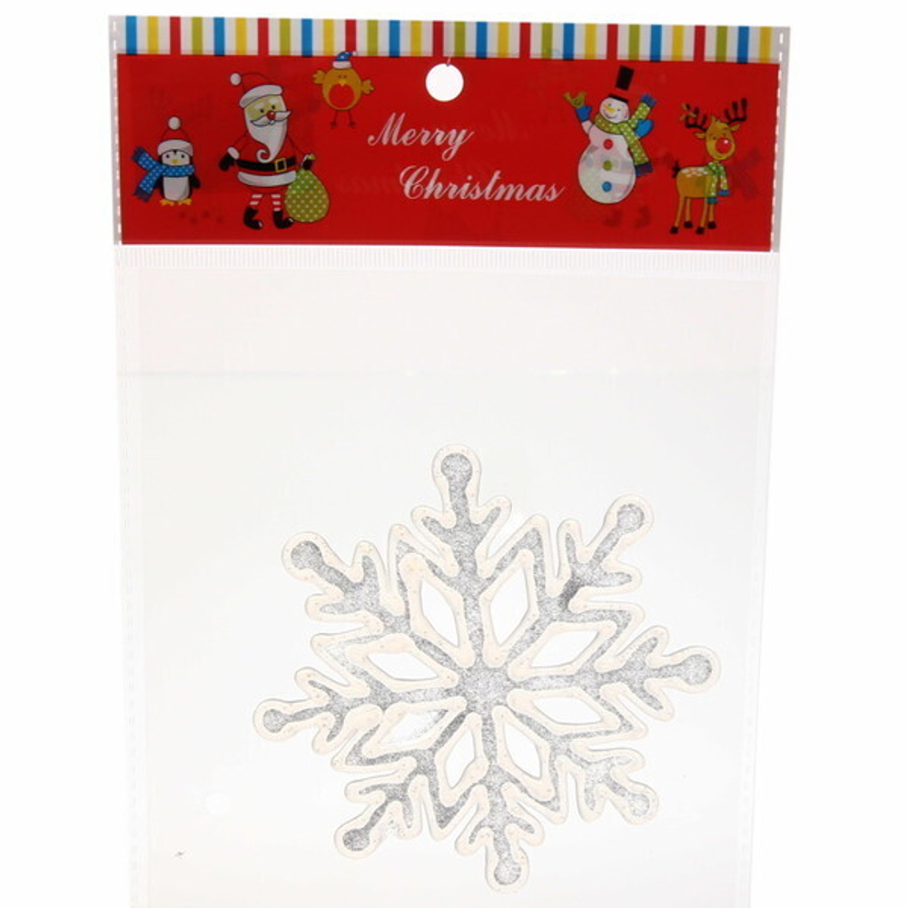 Наклейка на стекло 14*17 см,»Снежинка резная», Белый