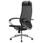 Кресло офисное МЕТТА "К-12", хром, ткань-сетка, сиденье и спинка регулируемые, черное