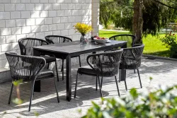 "Венето" обеденный стол из HPL 160х80см, цвет "серый гранит", каркас черный