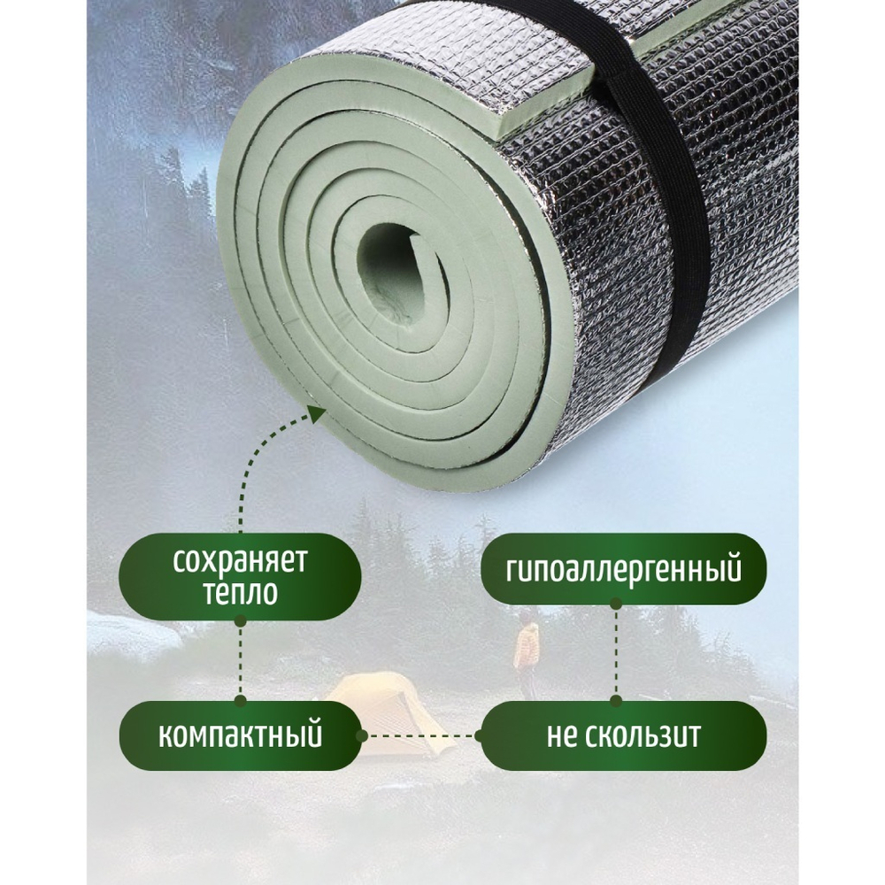 Коврик туристический 160х60х1 см, вспен ПВХ, фольгированный, T2023-041
