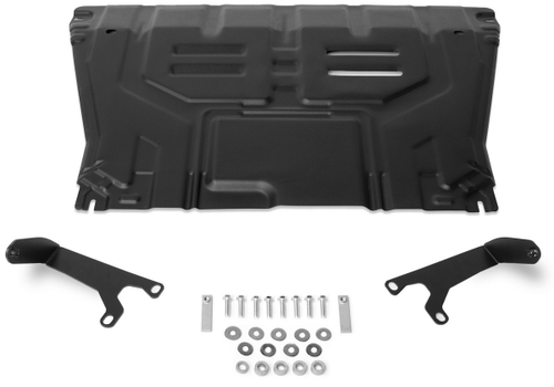 Защита картера и КПП АвтоБроня для Kia Seltos (V - 1.6 (123 л.с.)) FWD 2020-н.в./Kia Seltos (V - 2.0) 4WD 2020-н.в./Kia Soul III (V - 1.6; 2.0) 2019-н.в., штампованная, сталь 1.5 мм, с крепежом, 111.02850.1