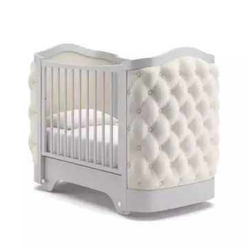 Детская кроватка с маятником Гандылян Тиффани декор пуговицы Белая ночь