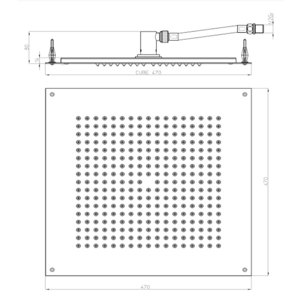 Bossini Dream-Cube Flat душ 470х470 мм, потолочный, тропически дождь, цвет хром
