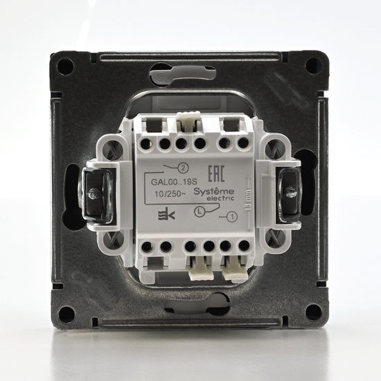 Выключатель для жалюзи 2-кл. ArtGallery 2х (сх. 4) 10А быстрозажим. клем. механизм аквамарин SE GAL001119S