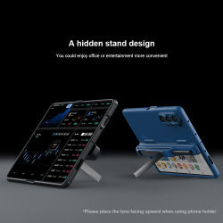 Двухкомпонентный чехол синего цвета на Samsung Galaxy Z Fold 5 от Nillkin, серия Super Frosted Shield Fold, в комплекте со съемным держателем для S Pen