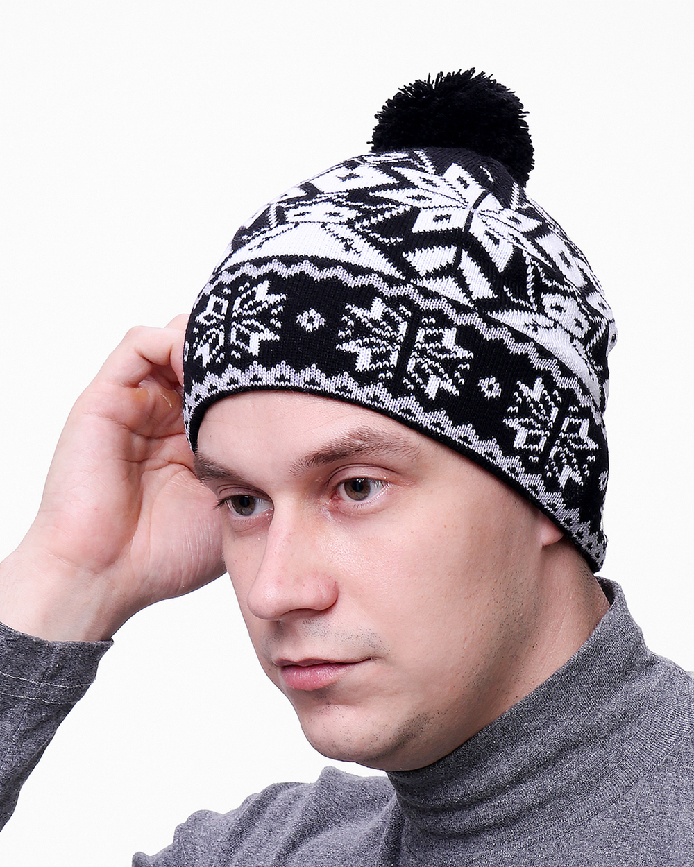 Мужская шапка PRIVAL с отворотом Скандинавия -6 антрацит