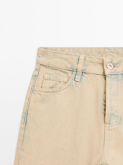 Massimo Dutti Хлопковые джинсы со средней посадкой и широкими штанинами, синий