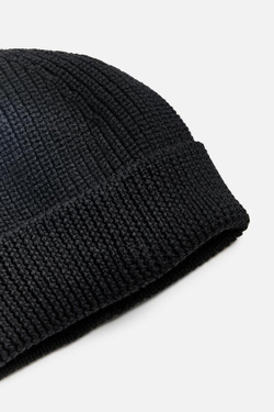 ZARA ШЕРСТЯНАЯ ШАПКА БИНИ, ЧЕРНЫЙ