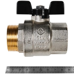 Кран шаровой полнопроходной STOUT - 1"1/4 (НР/ВР, PN40, Tmax 150°C, ручка-бабочка черная)