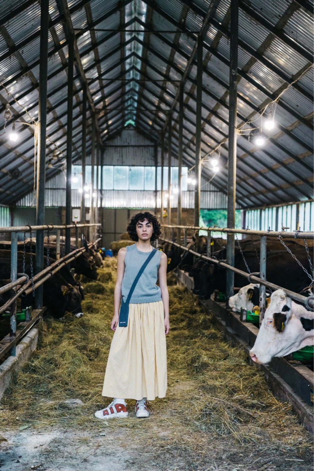 Юбка из хлопка, горчичная клетка ПРЕДЗАКАЗ