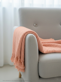 Плед-покрывало из хлопка Stephane, цвет Персиковый