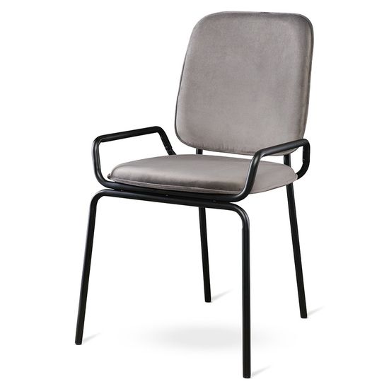 Стул ror, double frame, велюр, черный/серый