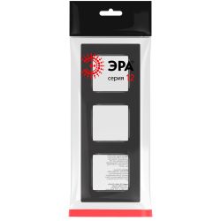 Рамка для розеток и выключателей ЭРА Серия 12 12-5203-06 на 3 поста, Классик, чёрный