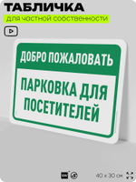 Табличка для частной территории "Добро пожаловать, парковка для посетителей", на дом, для участка, организаций и частных территорий, предупреждающая, 40х30 см, Silver Plane x Айдентика Технолоджи