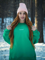 Свитшот женский оверсайз с начесом Зеленый