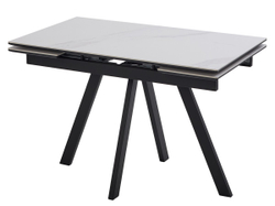 Стол НЕО-2 120 MATTE БЕЛЫЙ МРАМОР, керамика / Черный каркас, М-City