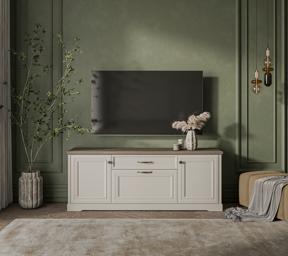 TOSCANA NEW, Тумба RTV 3D1S. Цвет ПЕРСИДСКИЙ ЖЕМЧУГ/КАНЬОН