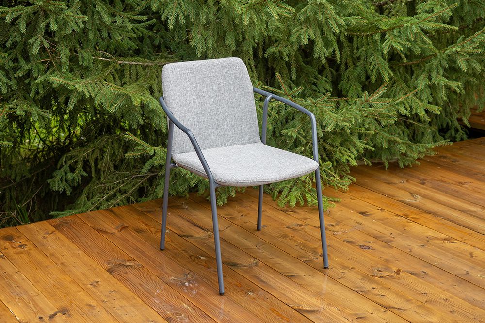 "Марокко" стул из текстилена nanotex, каркас алюминий темно-серый (RAL7024), цвет серый