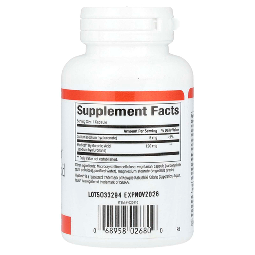 Natural Factors, Vegan Hyabest, гиалуроновая кислота, 120 мг, 60 вегетарианских капсул