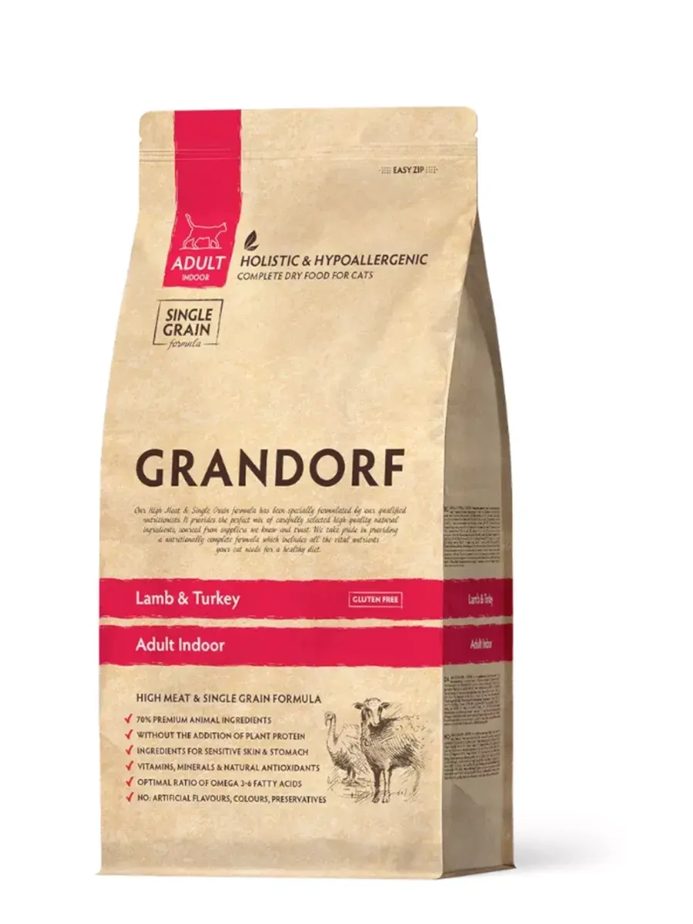 GRANDORF Turkey Adult Sterilised (Грандорф стерил) сухой корм ягненок и индейка для кошек, 8 кг