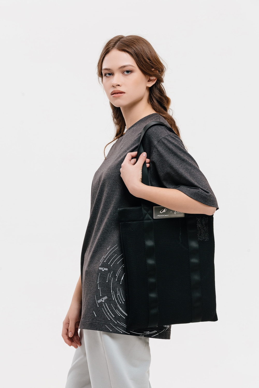 Шоппер "Роскосмос х 7.2.66", цвет: черное серебро