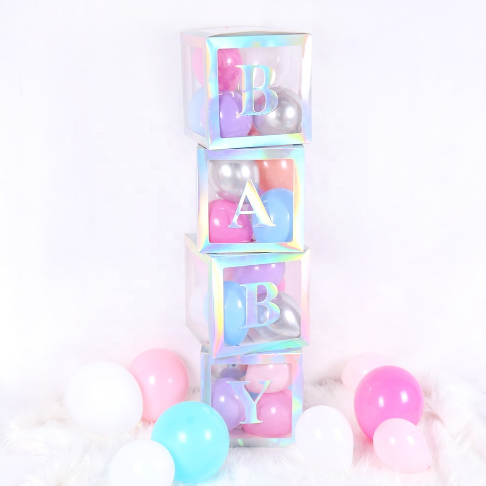 Декоративные коробки для шариков с воздухом с надписью Baby перламутровые