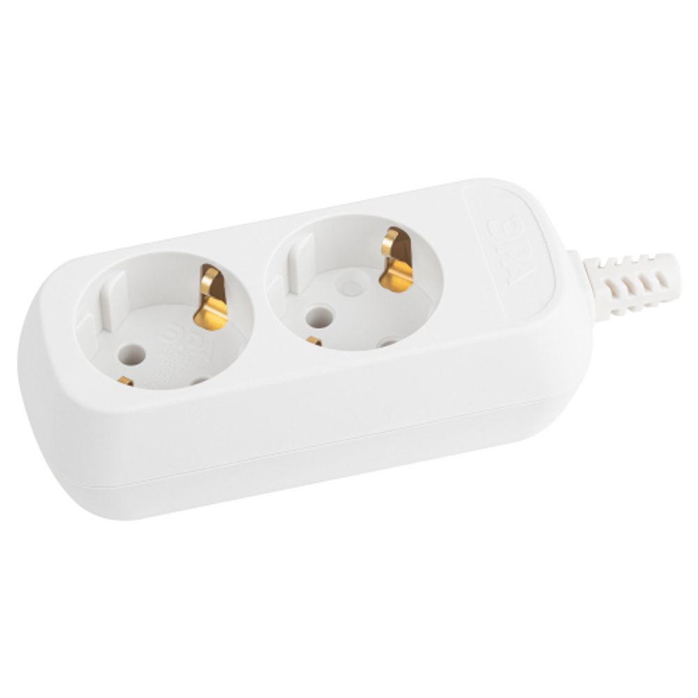 Колодка ЭРА KX-2e 2 розетки с зазeмлением белая | Колодки