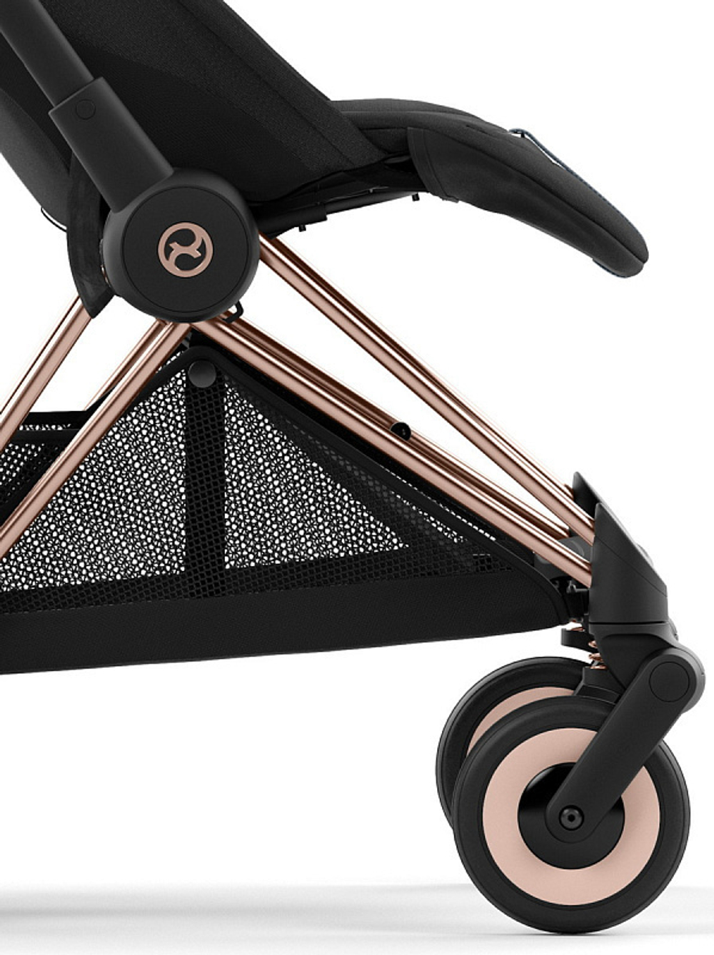 Коляска Cybex Coya Rosegold Frame Cloud G i-Size Fog Grey 2 в 1 Sepia Black с дождевиком и бампером