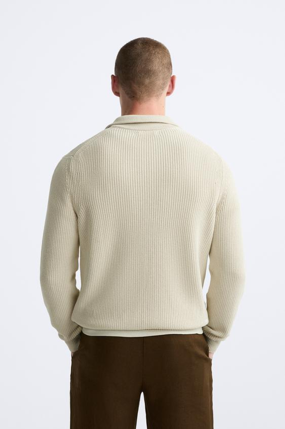 ZARA СВИТЕР С КОРОТКОЙ ЗАСТЕЖКОЙ-МОЛНИЕЙ, ЭКРЮ