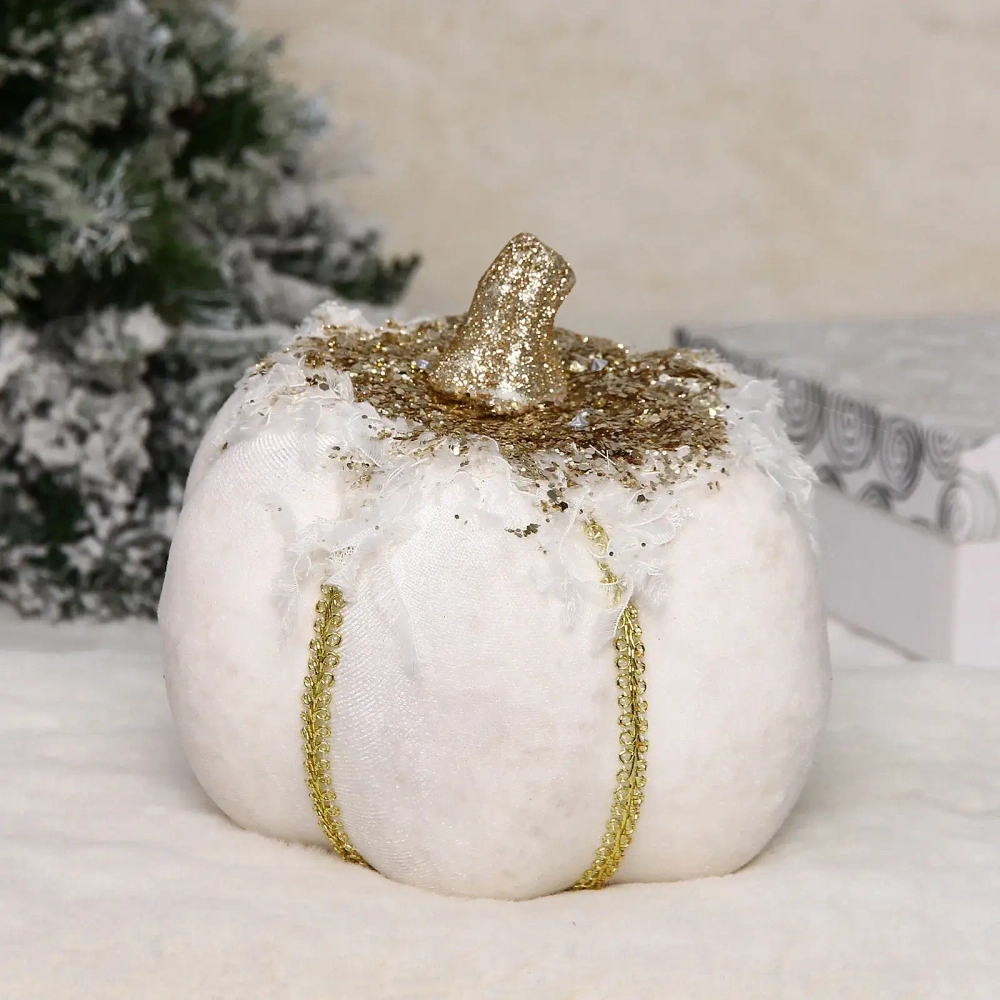 Фигурка новогодняя «Сказочная тыква» 15*15*14 см, Белый