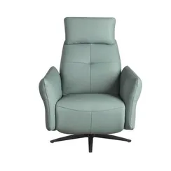 Вращающееся кресло-реклайнер 5174 из бирюзово-зелёной кожи