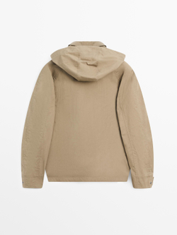 Massimo Dutti Парка из смесового хлопка с карманами, бежевый