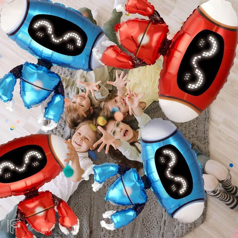 Шар (27''/69 см) Фигура, Робот, Красный, 1 шт.