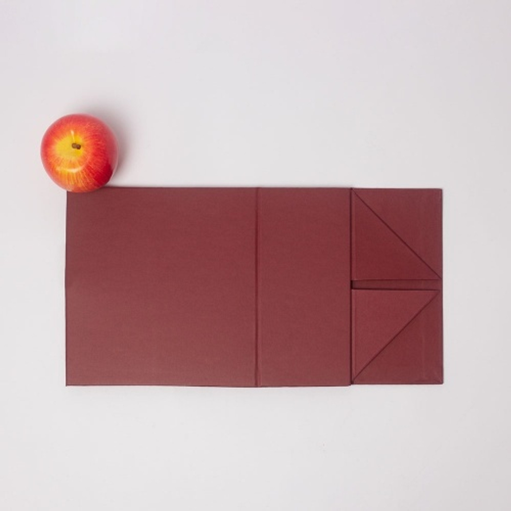 Коробка самосборная на магнитах 21х10х20, бордо, дизайнерская бумага