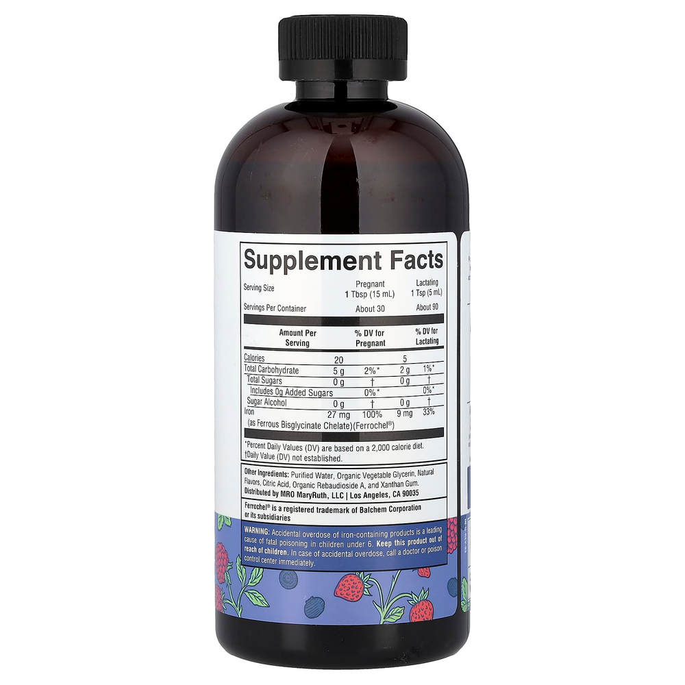 MaryRuth's, Vegan Liquid Iron, пренатальный и послеродовой, ягодный, 450 мл (15,22 жидк. унц.)