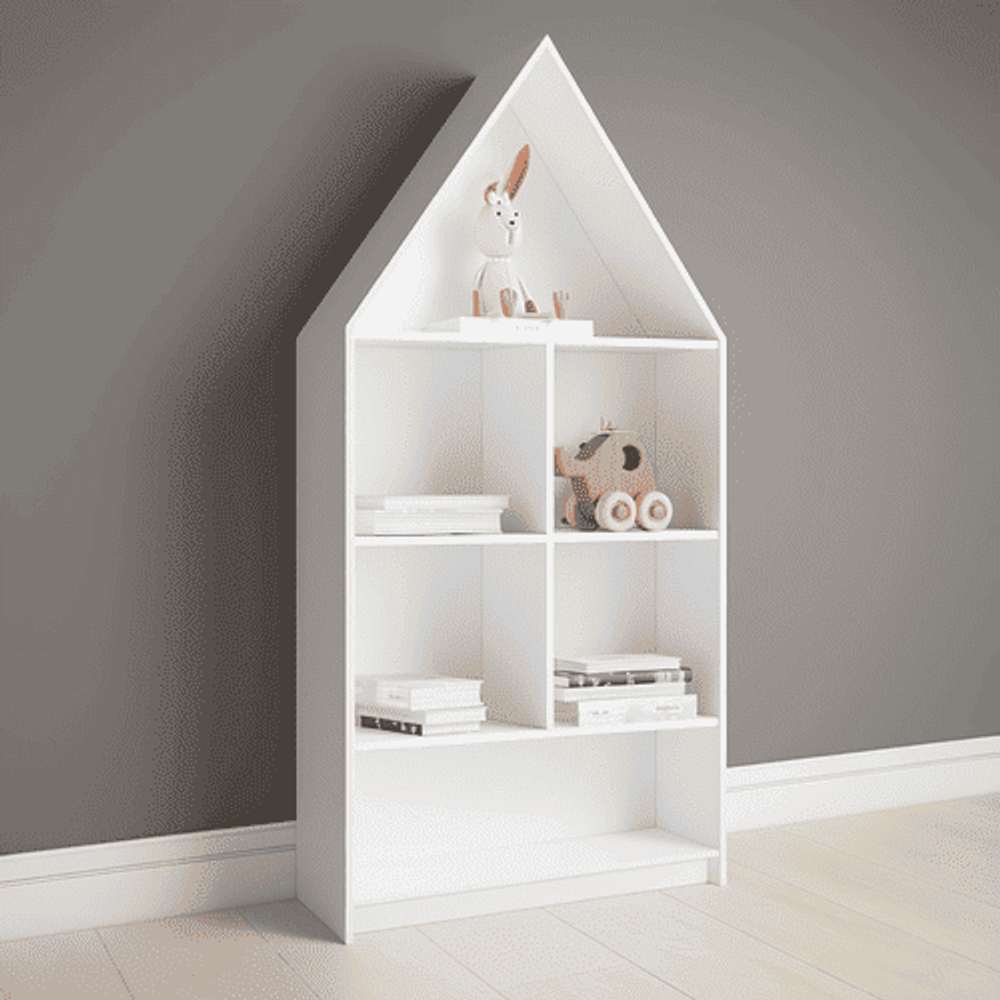 🏡 Стеллаж-домик «Теремок» — где книги живут как в сказке, а игрушки — как в гостях у друзей 🐰📚