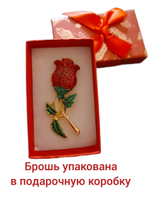Брошь роза красная