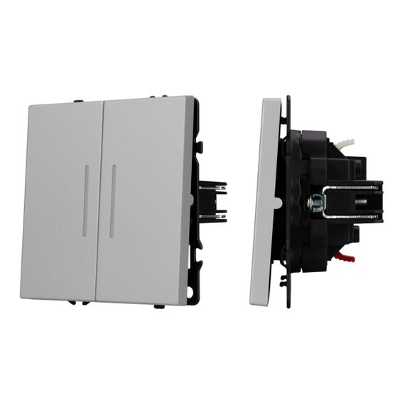 Механизм выключателя двухклавишный непроходной LED SWT-NOBE-MK02-SFPL-L-IS (230V, 10A) Arlight 059418