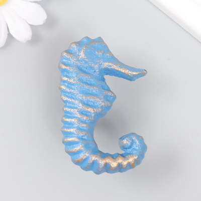 Ручка дверная чугун "Морской конёк" голубая с патиной 6,7х4,5 см 9540211