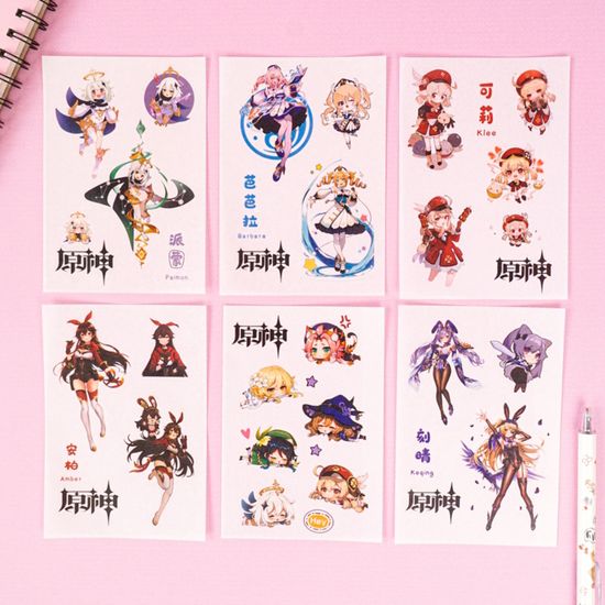 Набор наклеек "Genshin Impact" 6 листов