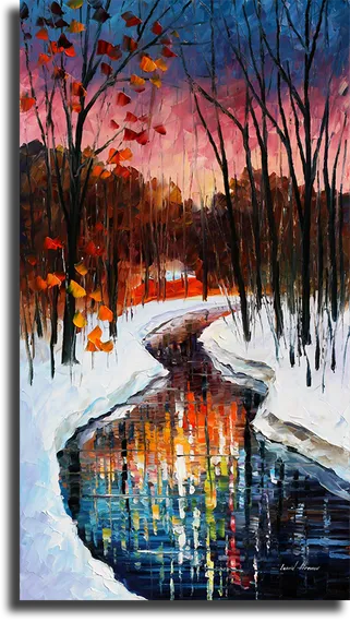 Репродукция "Леонид Афремов - Зимний ручей"