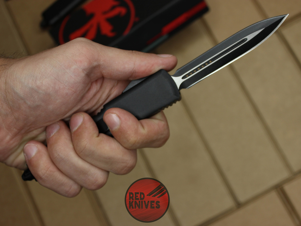 Нож Microtech Ultratech D/E - черная рукоять, кинжальный черный клинок + запчасти RK-384