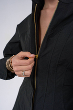 Блуза на молнии из хлопка с корсетом сзади